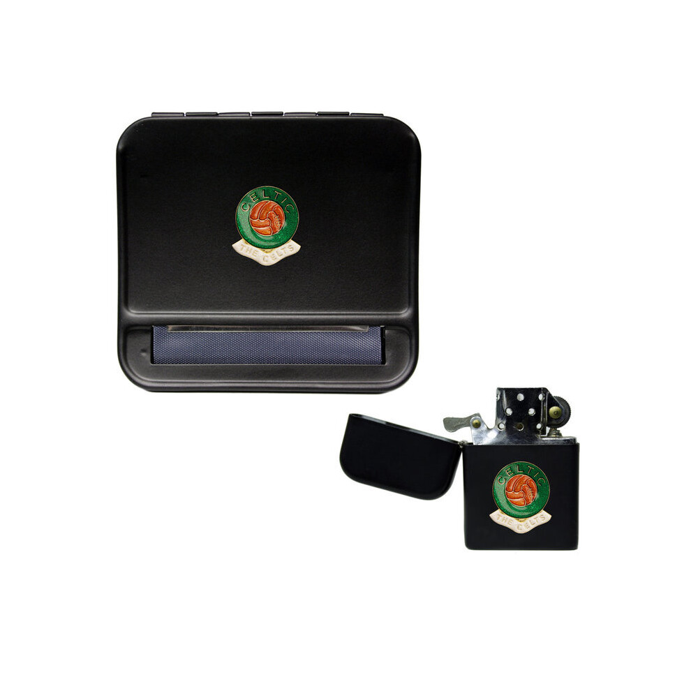 Knight Black Glasgow Celtic Football Club Cigarette Rolling Machine And Storproof Petrol Lighter