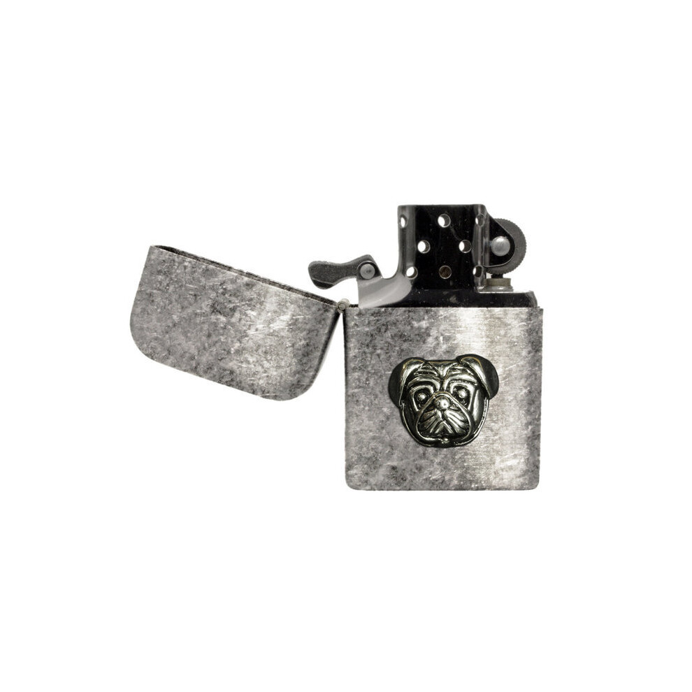Knight Pug Antique Effect Stormproof Petrol Lighter