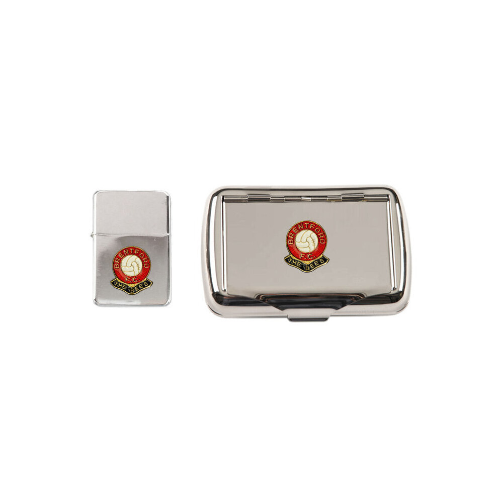 Knight Brentford Football Club Polished Chrome Tobacco Tin And Stormproof Petrol Lighter