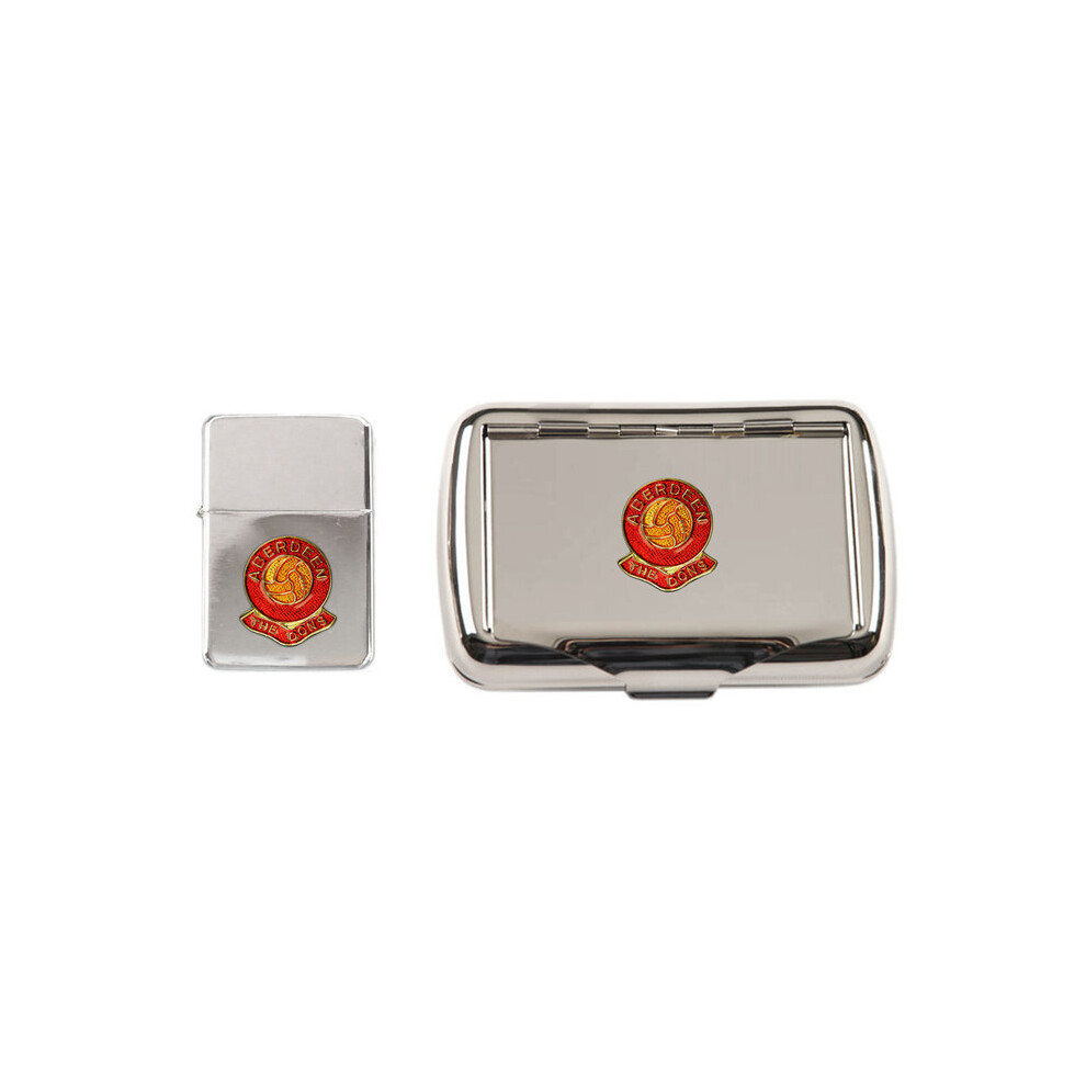 Knight Aberdeen Football Club Polished Chrome Tobacco Tin And Stormproof Petrol Lighter