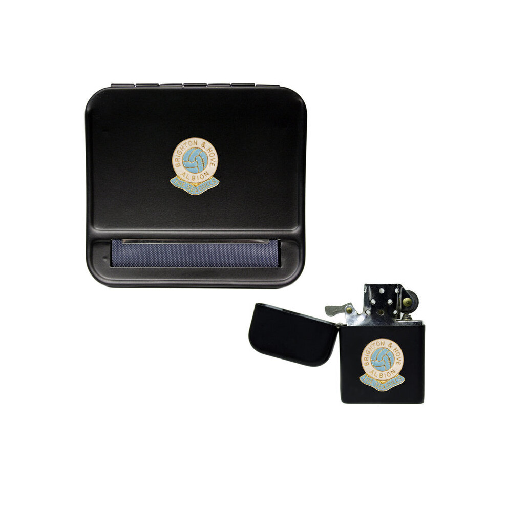Knight Black Brighton And Hove Albion Football Club Cigarette Rolling Machine And Storproof Petrol Lighter
