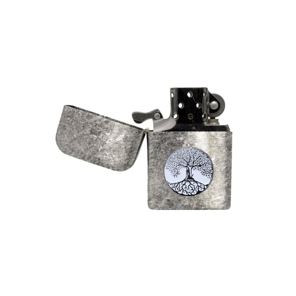 Knight Tree Of Life Antique Chrome Effect Petrol Lighter