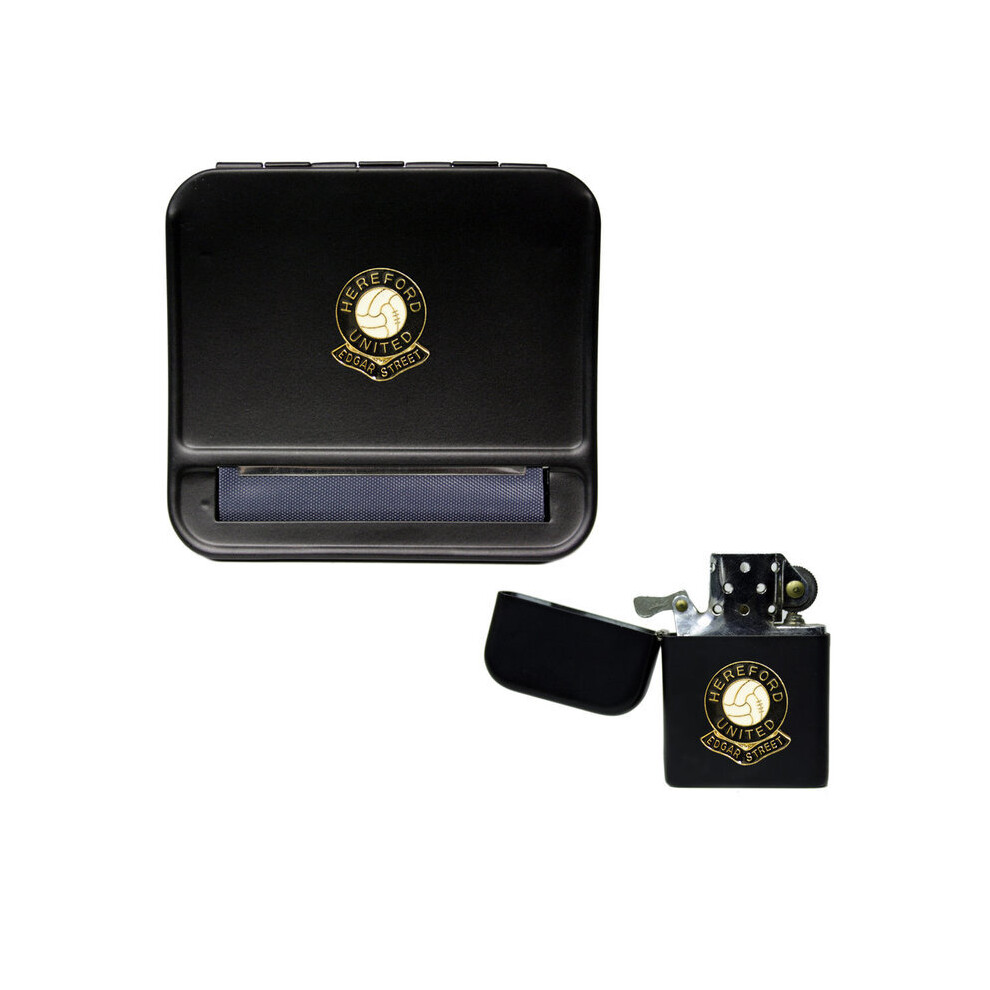 Knight Black Hereford United Football Club Cigarette Rolling Machine And Storproof Petrol Lighter