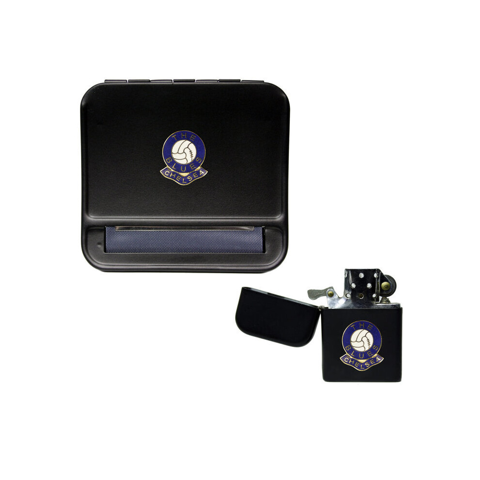 Knight Black Chelsea Football Club Cigarette Rolling Machine And Storproof Petrol Lighter