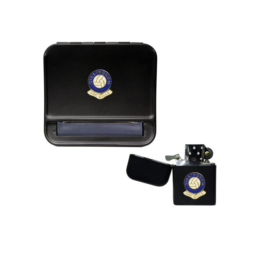 Knight Black Gillingham Football Club Cigarette Rolling Machine And Storproof Petrol Lighter