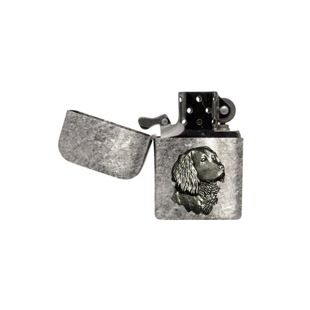 Knight Springer Spaniel Antique Effect Stormproof Petrol Lighter