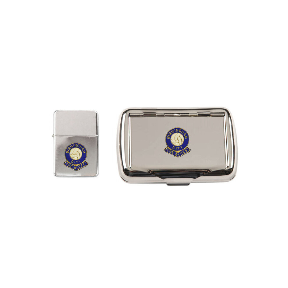 Knight Birmingham City Football Club Polished Chrome Tobacco Tin And Stormproof Petrol Lighter