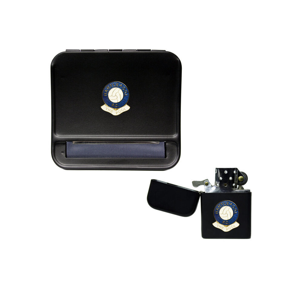 Knight Black Hartlepool United Football Club Cigarette Rolling Machine And Storproof Petrol Lighter