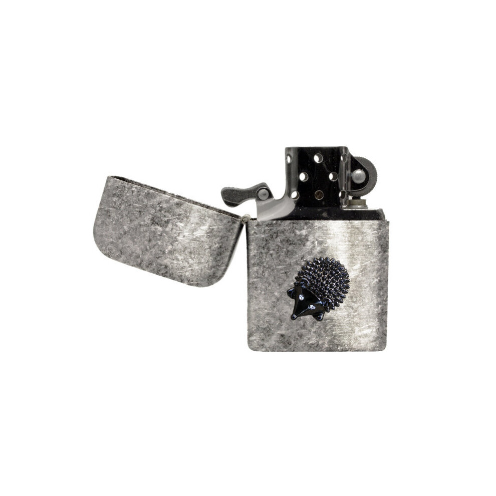 Knight Hedgehog Antique Chrome Effect Petrol Lighter