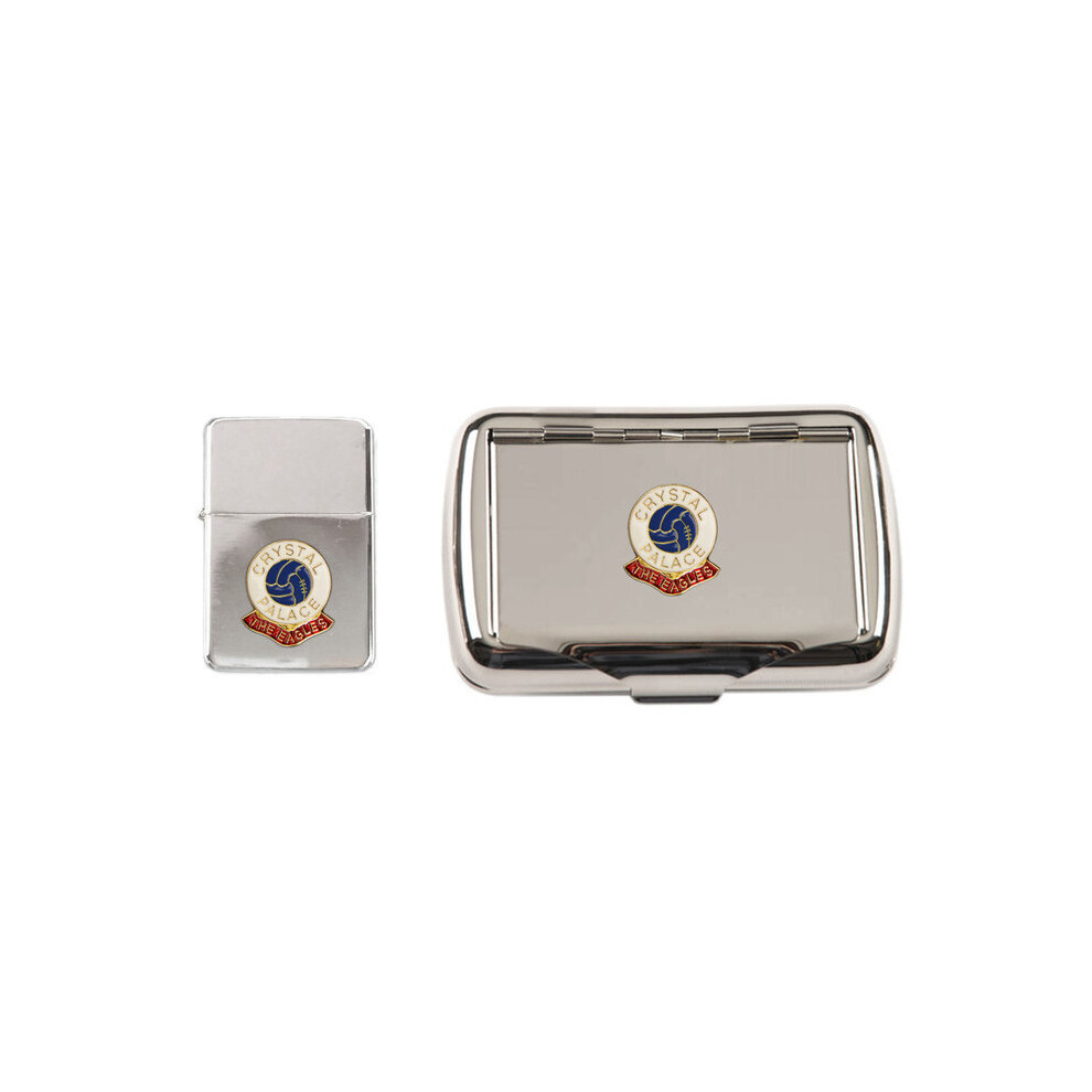 Knight Crystal Palace Football Club Polished Chrome Tobacco Tin And Stormproof Petrol Lighter