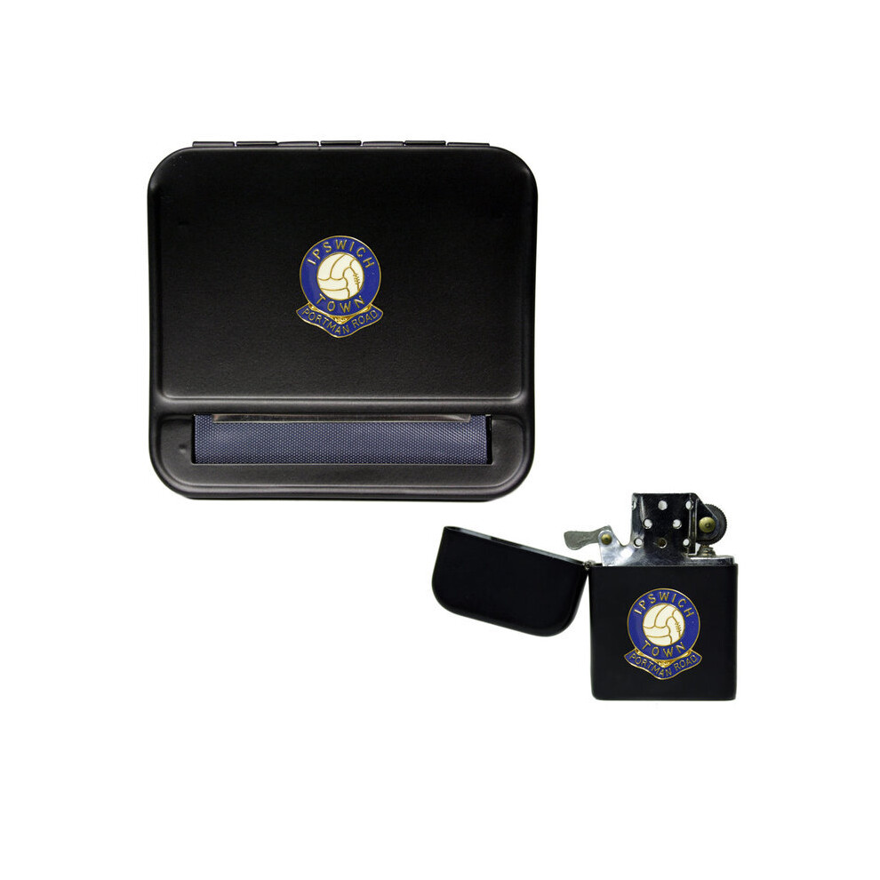 Knight Black Ipswich Town Football Club Cigarette Rolling Machine And Storproof Petrol Lighter
