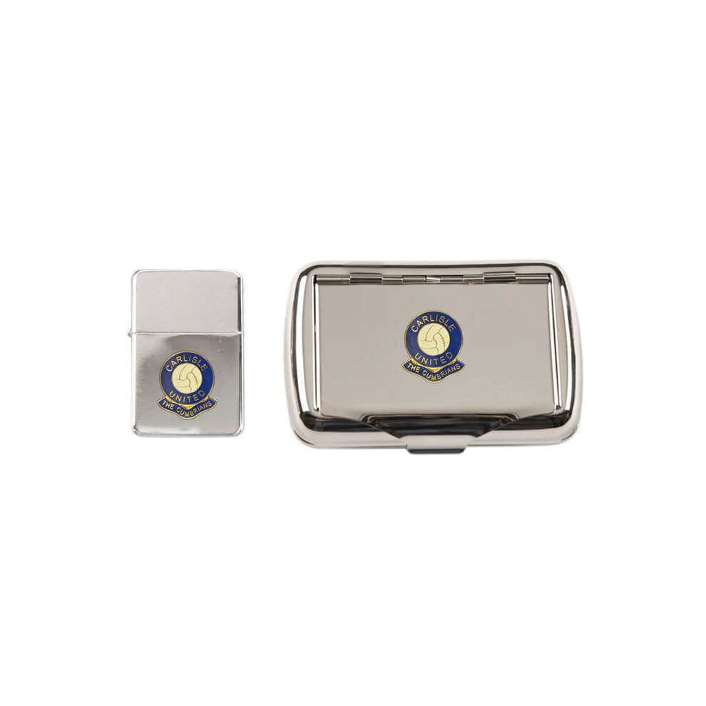 Knight Carlisle United Football Club Polished Chrome Tobacco Tin And Stormproof Petrol Lighter