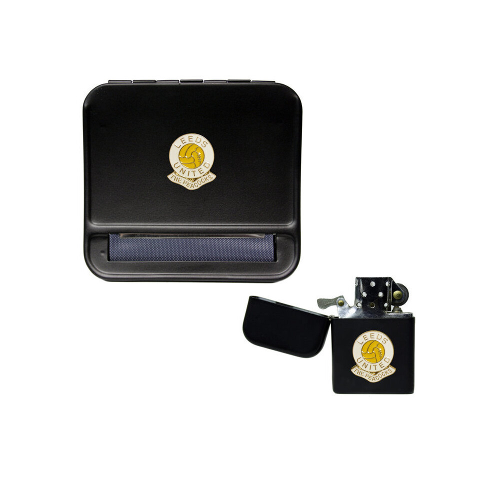 Knight Black Leeds United Football Club Cigarette Rolling Machine And Storproof Petrol Lighter