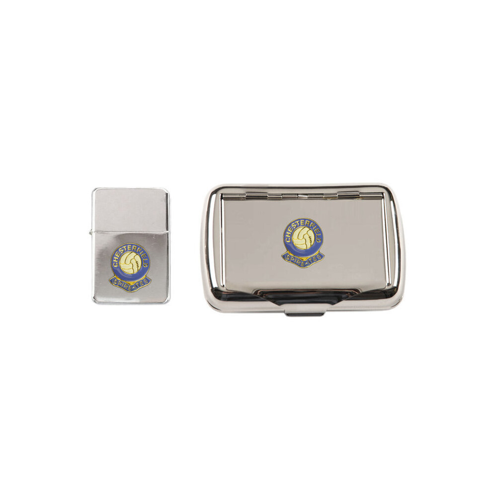 Knight Chesterfield Football Club Polished Chrome Tobacco Tin And Stormproof Petrol Lighter