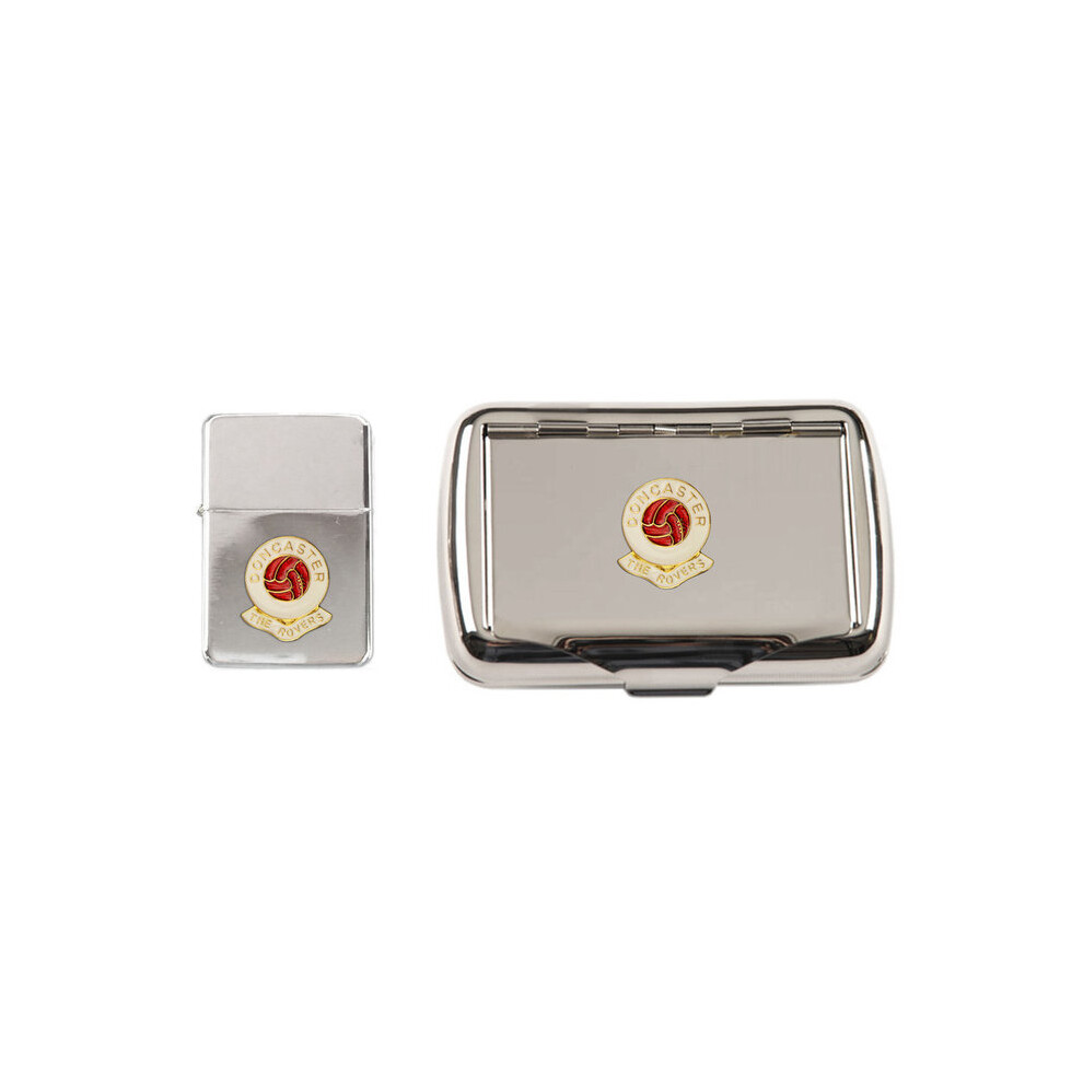 Knight Doncaster Rovers Football Club Polished Chrome Tobacco Tin And Stormproof Petrol Lighter