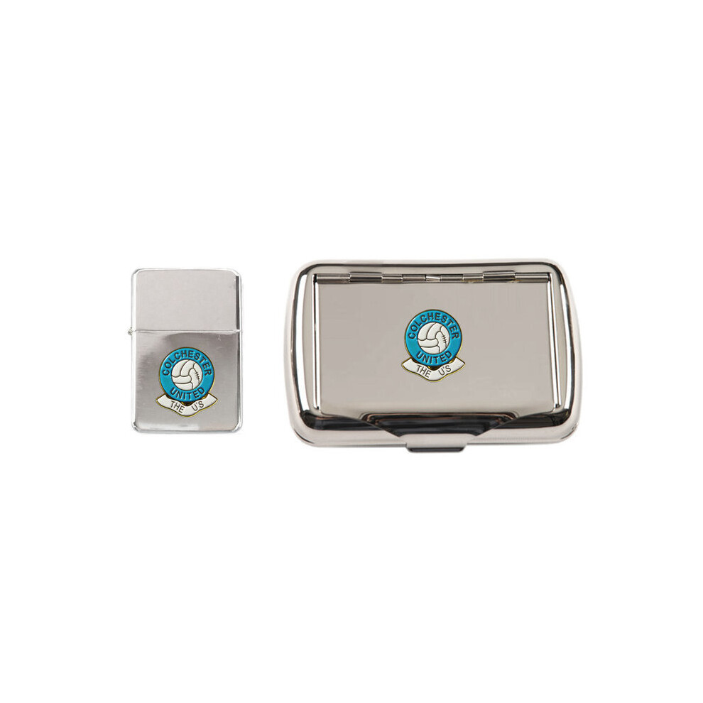 Knight Colchester United Football Club Polished Chrome Tobacco Tin And Stormproof Petrol Lighter