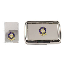 Everton football club polished chrome tobacco tin and stormproof petrol lighter