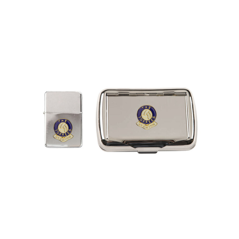 Knight Everton Football Club Polished Chrome Tobacco Tin And Stormproof Petrol Lighter