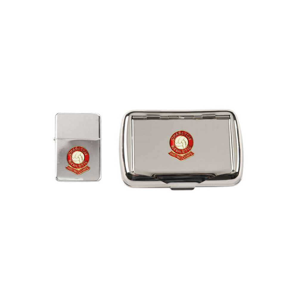 Knight Charlton Athletic Football Club Polished Chrome Tobacco Tin And Stormproof Petrol Lighter