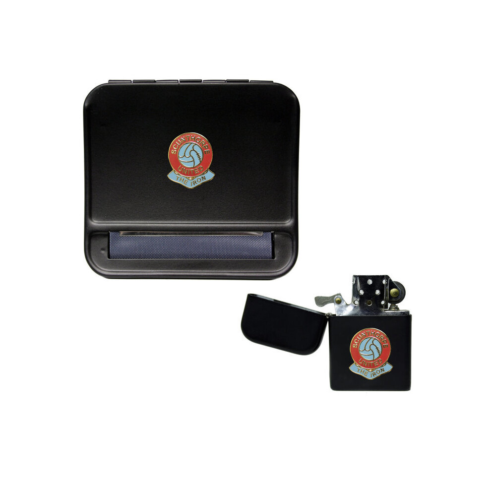 Knight Black Scunthorpe United Football Club Cigarette Rolling Machine And Storproof Petrol Lighter