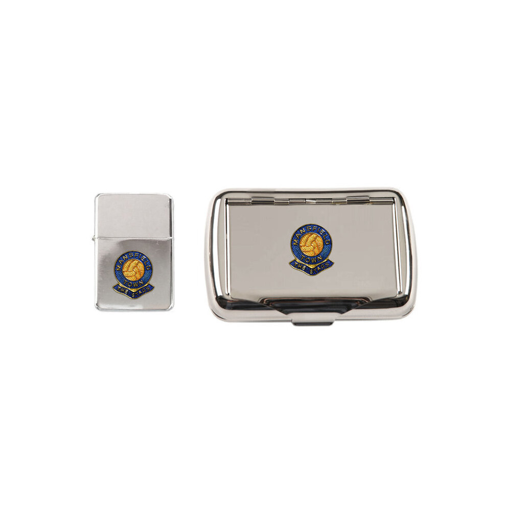 Knight Mansfield Town Football Club Polished Chrome Tobacco Tin And Stormproof Petrol Lighter