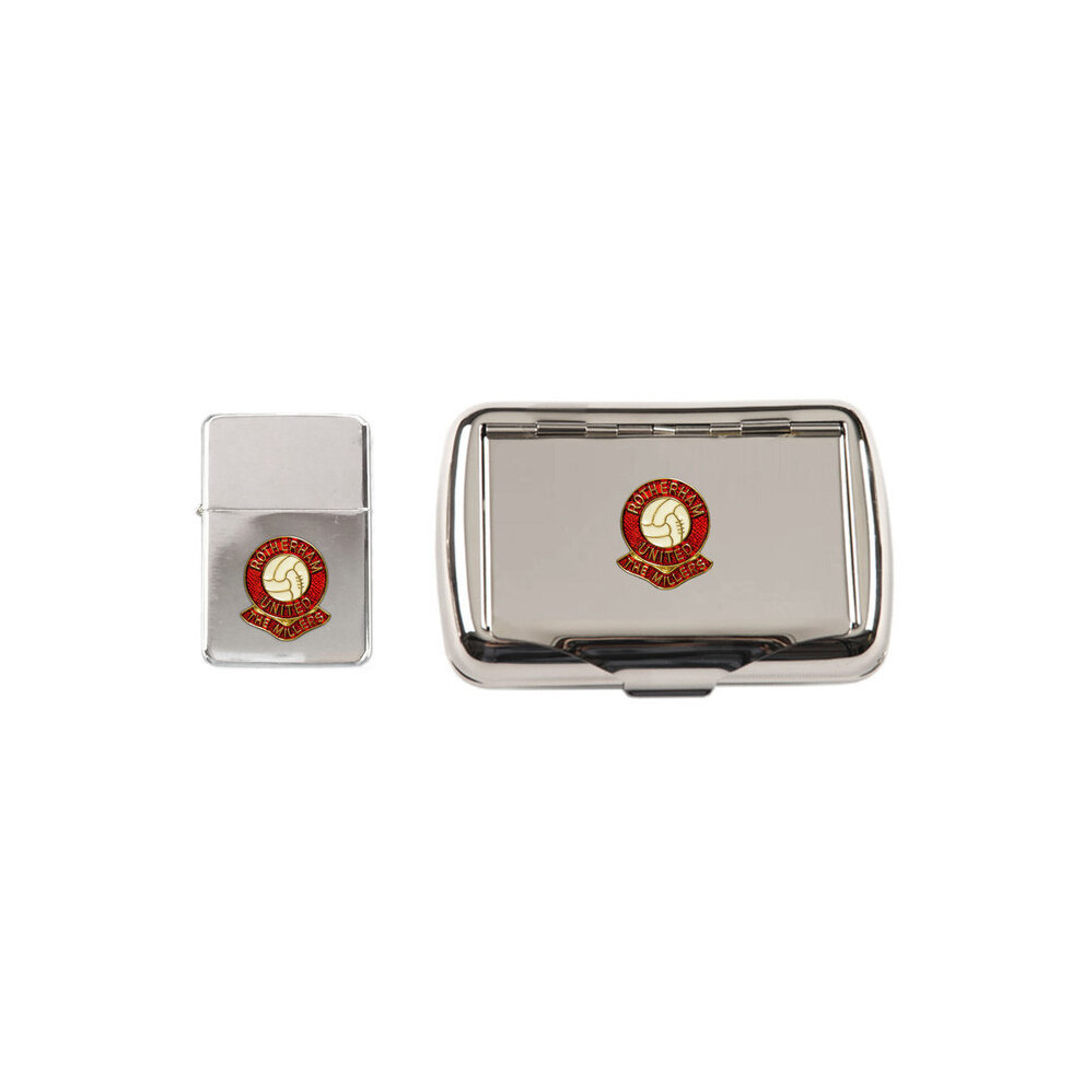 Knight Rotherham United Football Club Polished Chrome Tobacco Tin And Stormproof Petrol Lighter