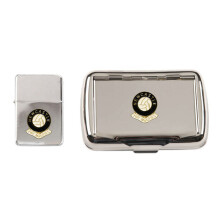 Newcastle United football club polished chrome tobacco tin and stormproof petrol lighter