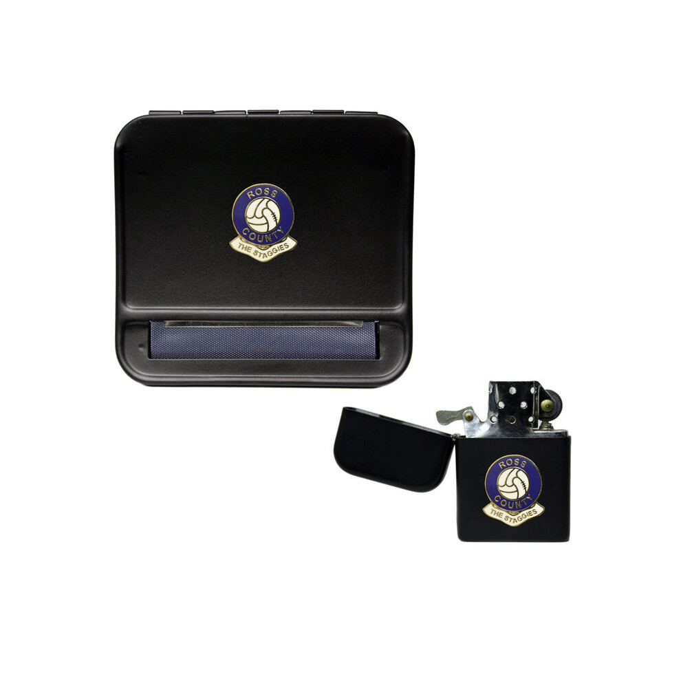 Knight Black Ross County Football Club Cigarette Rolling Machine And Storproof Petrol Lighter
