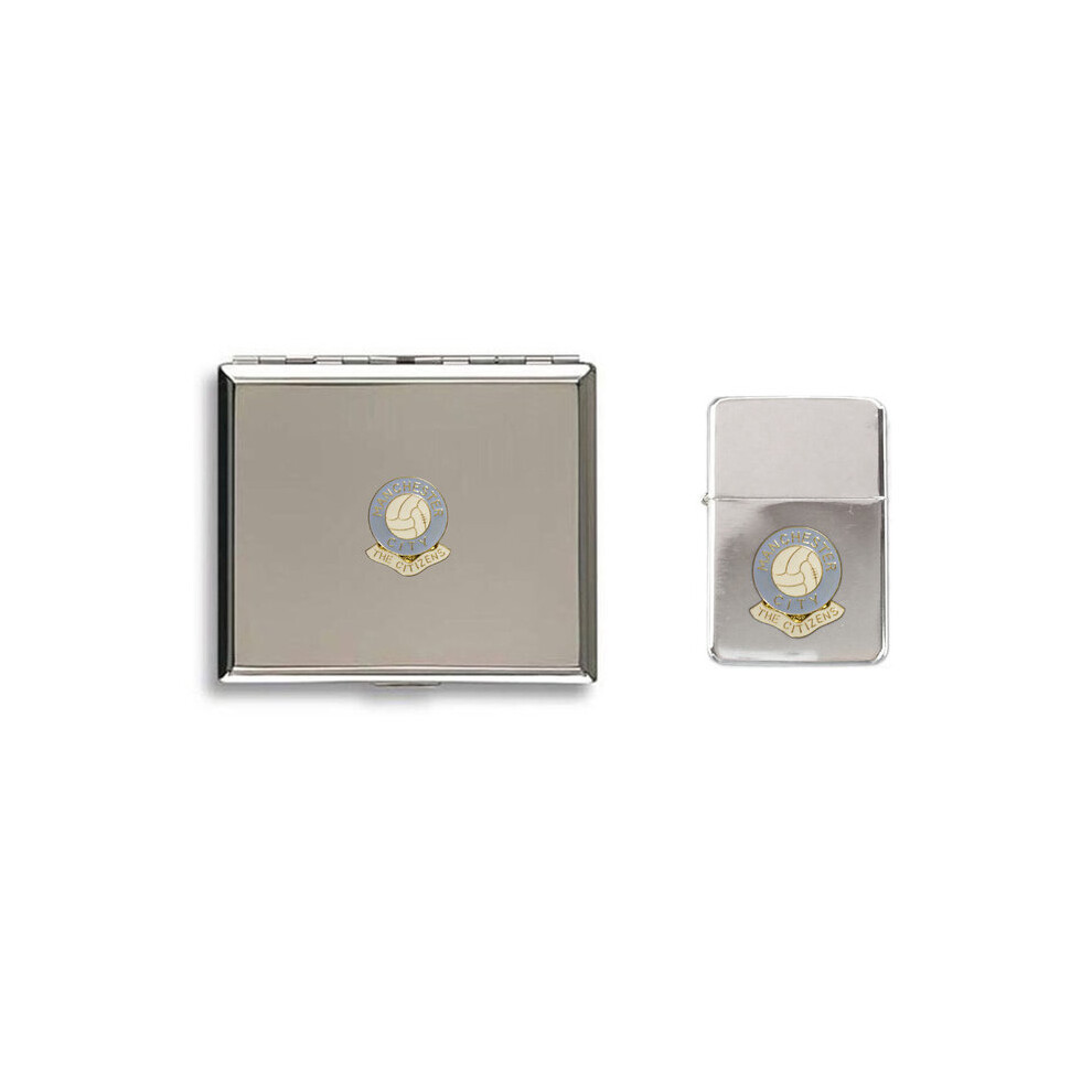 Knight Manchester City Football Club Lighter Cigarette Case Gift Set