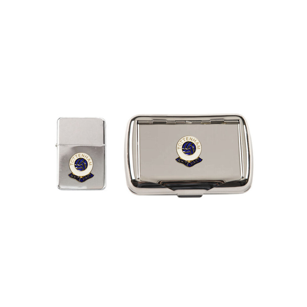 Knight Tottenham Hotspur Football Club Polished Chrome Tobacco Tin And Stormproof Petrol Lighter