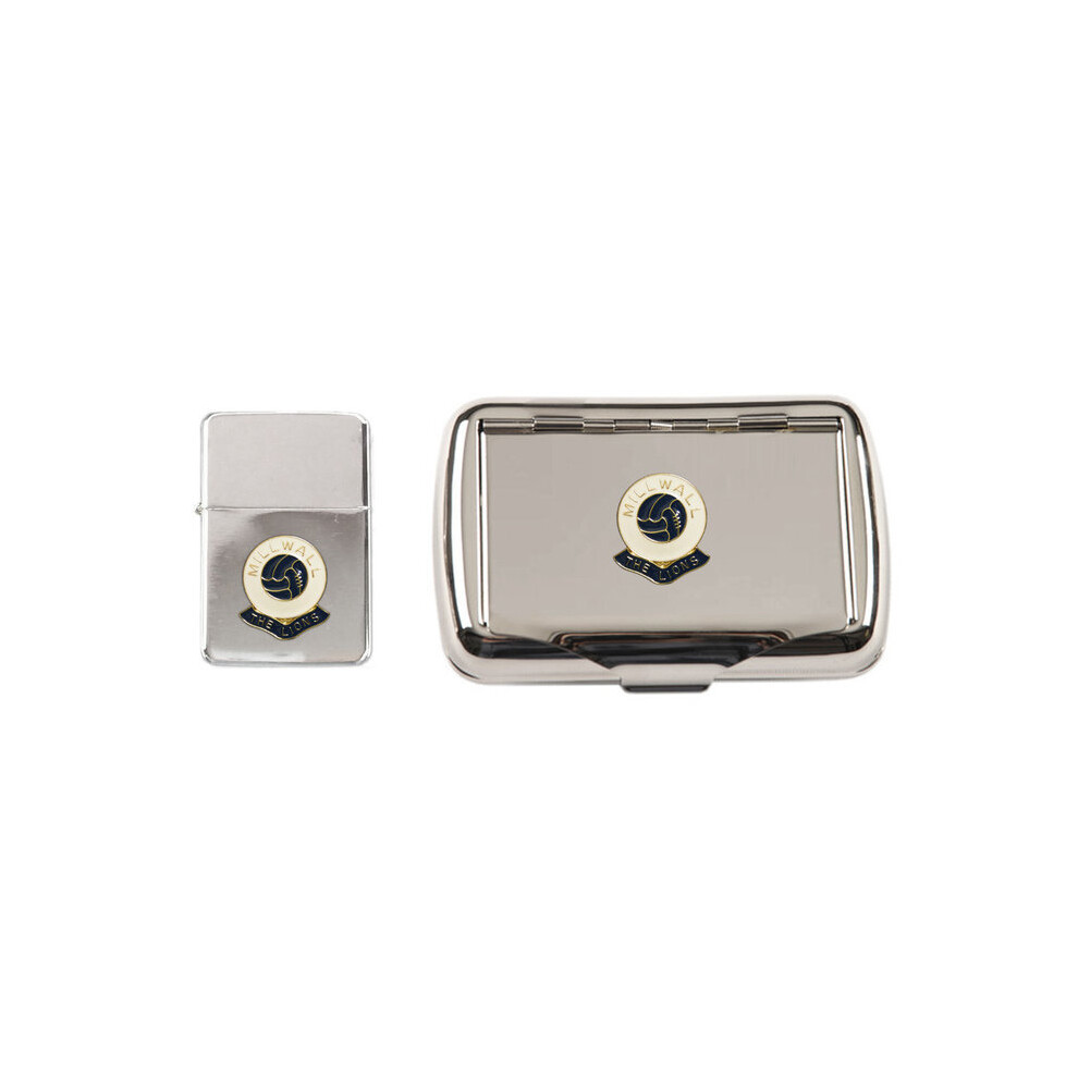 Knight Millwall Football Club Polished Chrome Tobacco Tin And Stormproof Petrol Lighter