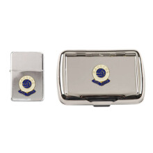 Glasgow Rangers football club polished chrome tobacco tin and stormproof petrol lighter
