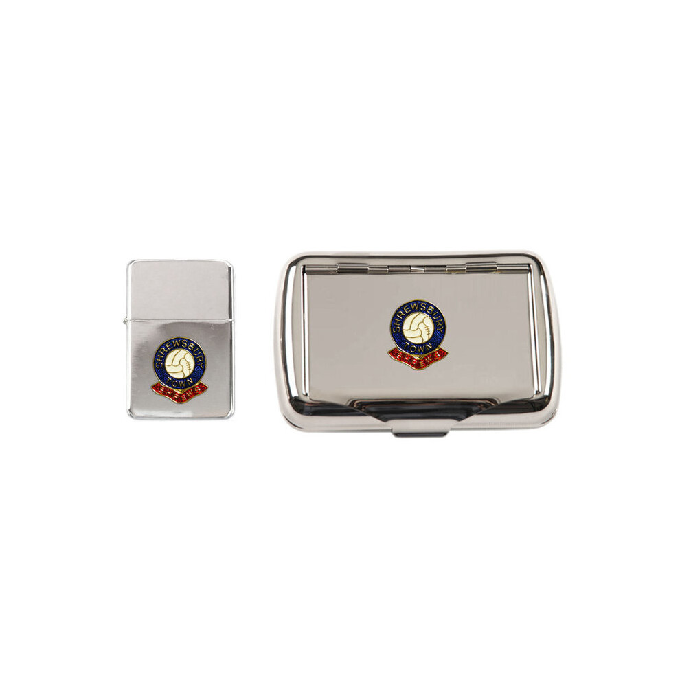 Knight Shrewsbury Town Football Club Polished Chrome Tobacco Tin And Stormproof Petrol Lighter