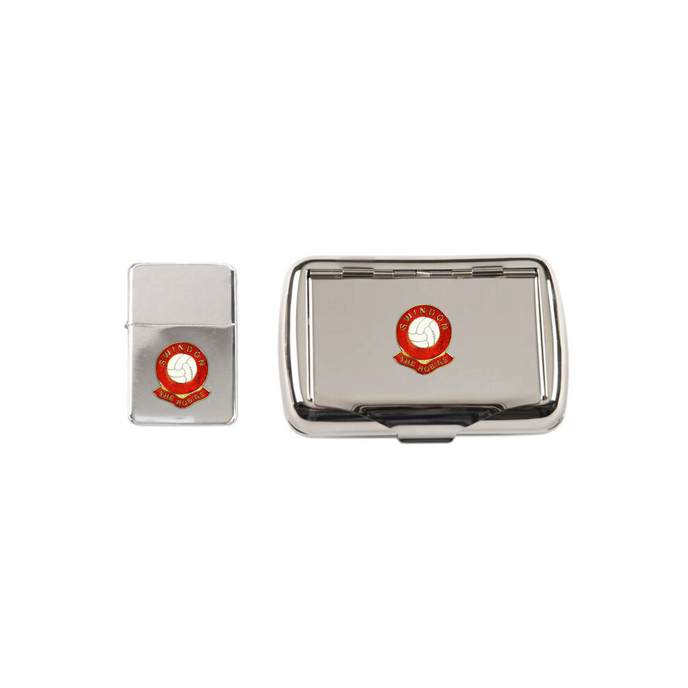 Knight Swindon Town Football Club Polished Chrome Tobacco Tin And Stormproof Petrol Lighter