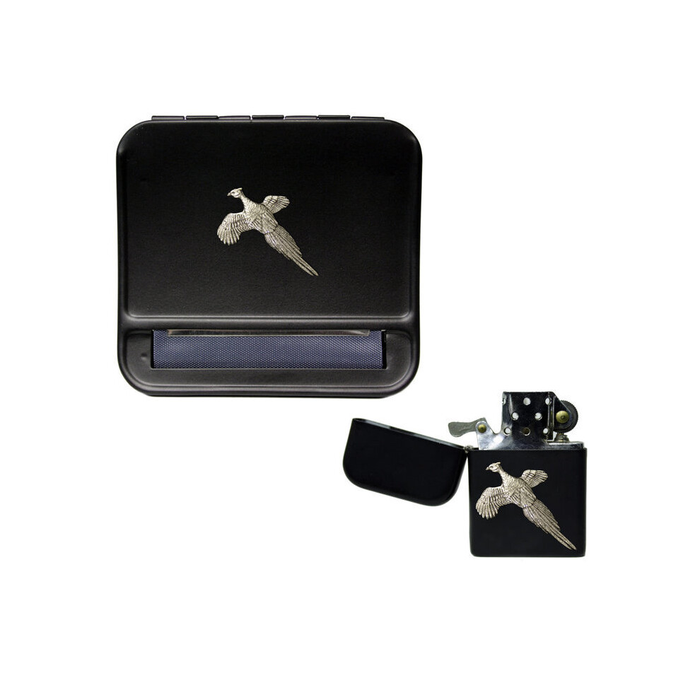 Knight Black Pheasant Cigarette Rolling Machine And Stormproof Petrol Lighter
