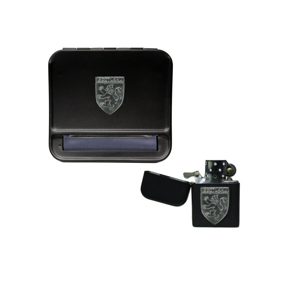 Knight Black Scotland Cigarette Rolling Machine And Stormproof Petrol Lighter