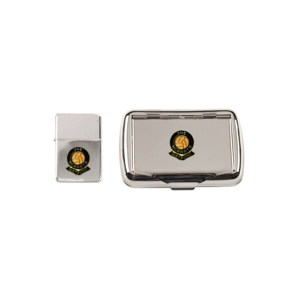 Knight Watford Football Club Polished Chrome Tobacco Tin And Stormproof Petrol Lighter