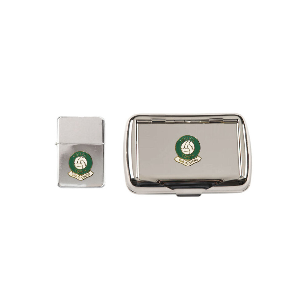 Knight Yeovil Town Football Club Polished Chrome Tobacco Tin And Stormproof Petrol Lighter