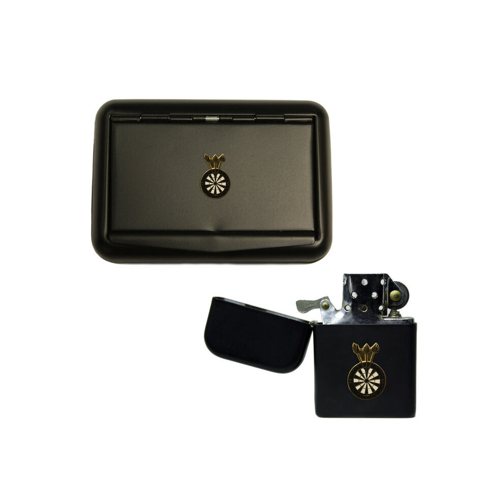 Knight Black Darts Matte Tobacco Tin And Stormproof Petrol Lighter