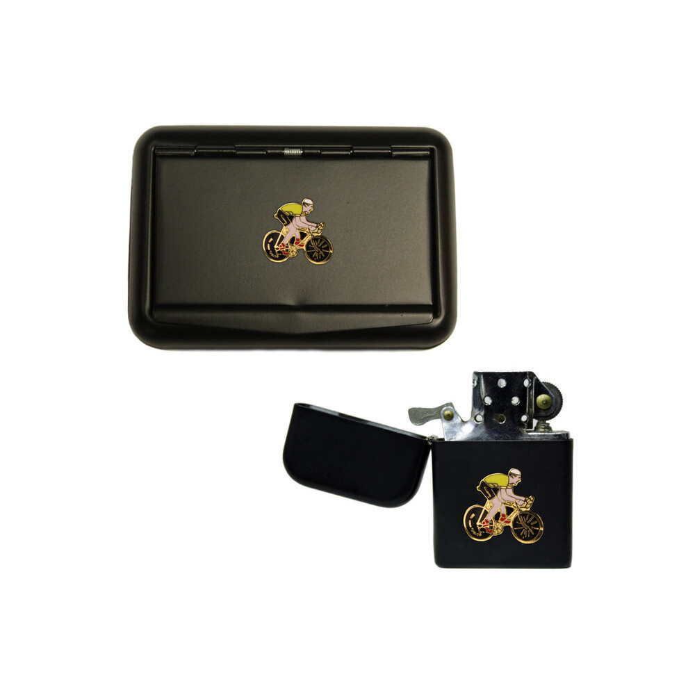 Knight Black Cyclist Matte Tobacco Tin And Stormproof Petrol Lighter
