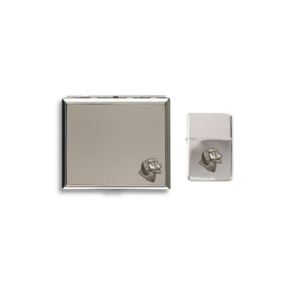 Knight Golden Retriever Dog Stormproof Petrol Lighter And Cigarette Case