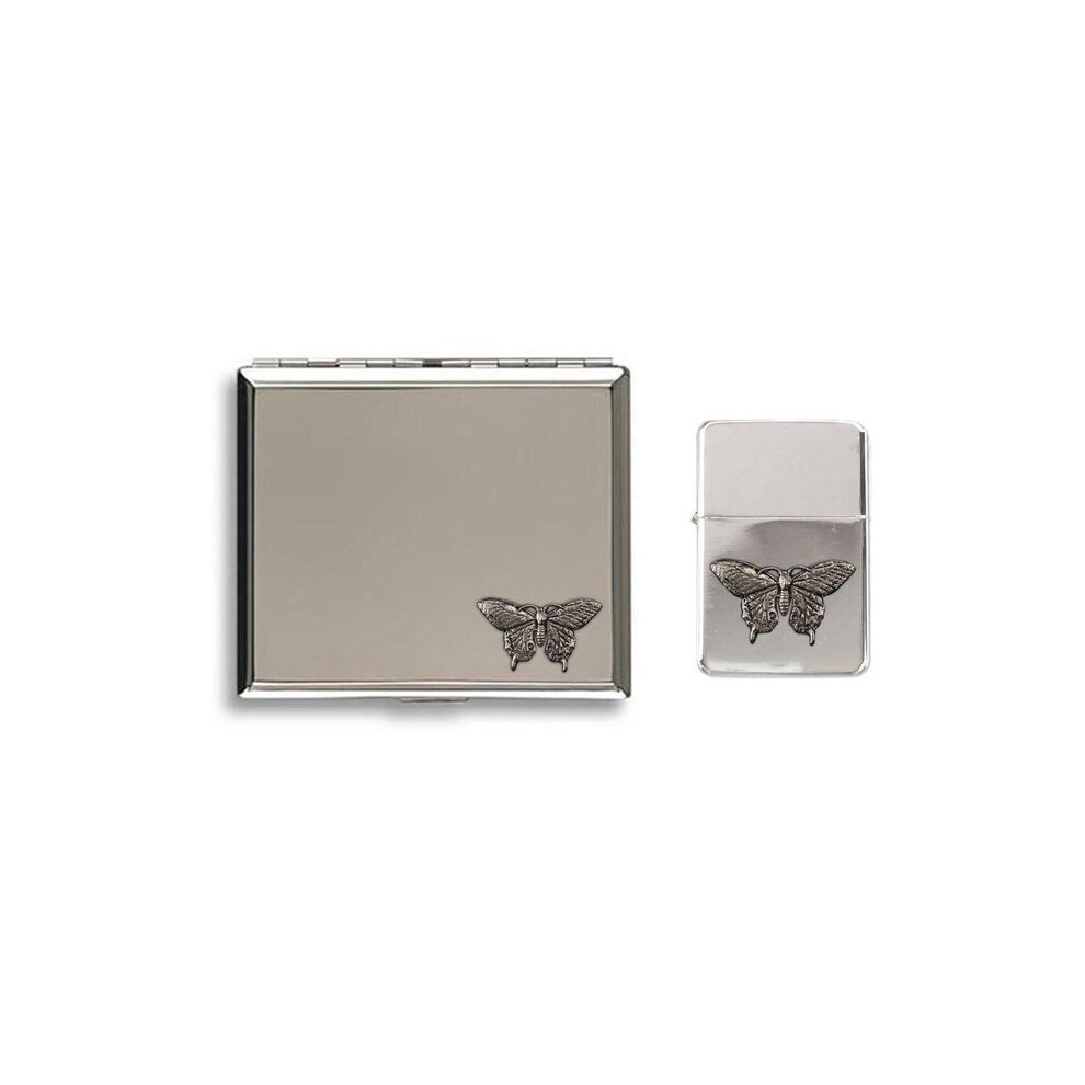 Knight Butterfly Stormproof Petrol Lighter And Cigarette Case