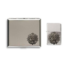 Green man stormproof petrol lighter and cigarette case