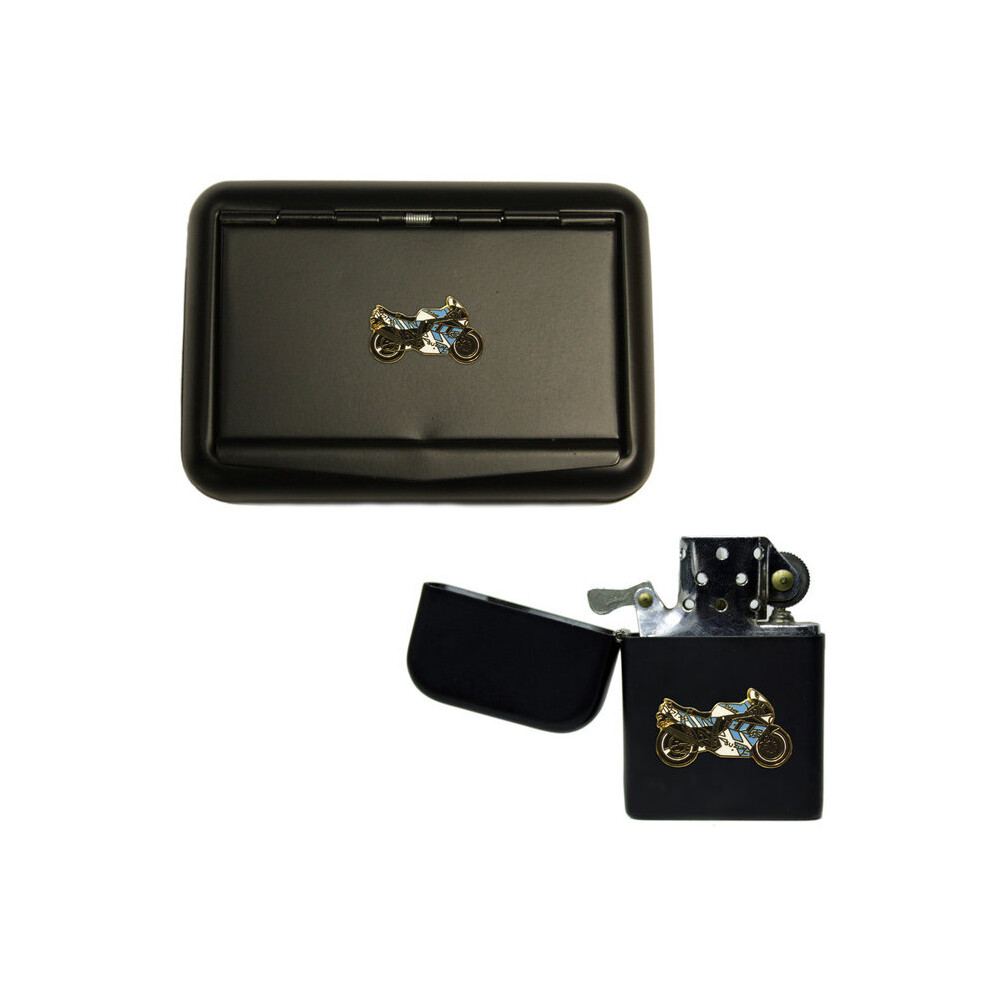 Knight Black Suzuki Motorcycle Matte Tobacco Tin And Stormproof Petrol Lighter