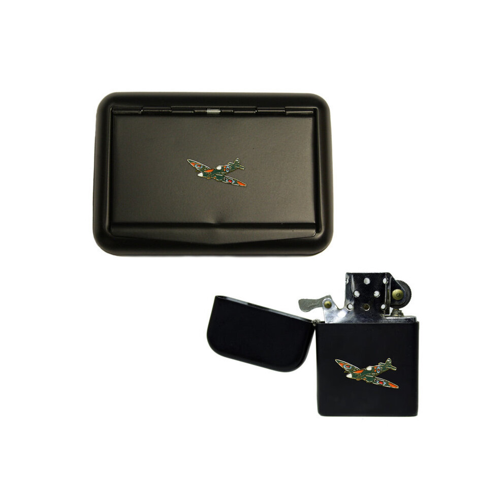 Knight Black Spitfire Matte Tobacco Tin And Stormproof Petrol Lighter
