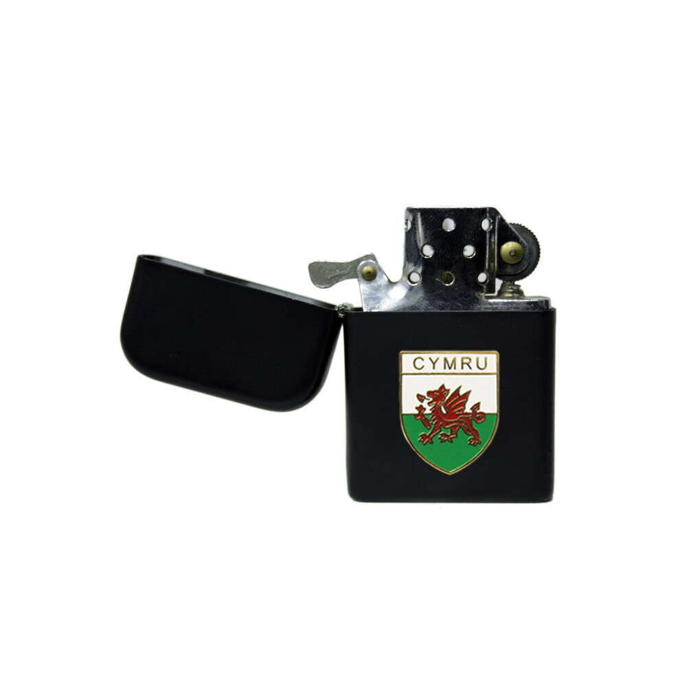 Knight Black Wales Cymru Matte Stormproof Petrol Lighter