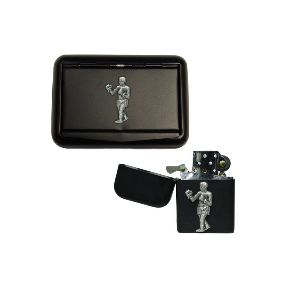 Knight Black Boxing Matte Tobacco Tin And Stormproof Petrol Lighter