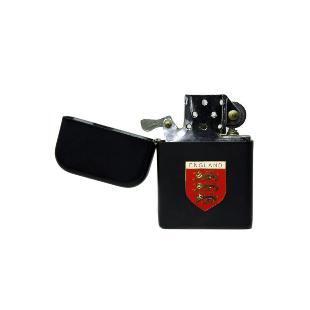 Knight Black England 3 Lions Matte Stormproof Petrol Lighter