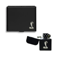 King cobra matte black cigarette case and stormproof petrol lighter