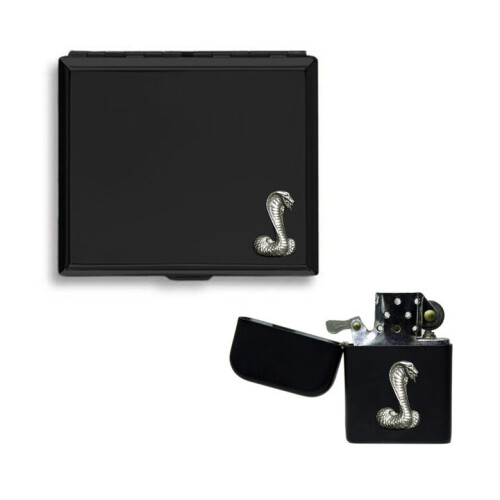 King cobra matte black cigarette case and stormproof petrol lighter